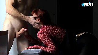Red-haired slut loves hard sex and strong slaps in the face