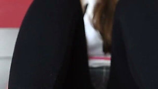 Amazing Bare Feet Student Studying and Showing Her Soles
