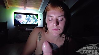 Tattooed Babe Masturbates & Blows