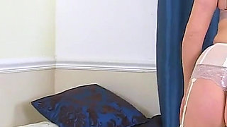 British Housewife Abi Toyne Masturbates Wearing Stockings and High Heels