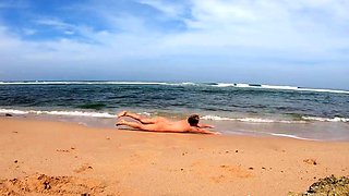 Blonde Babe's Naked Swim in the Ocean