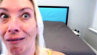 Blonde amateur MILF pov toys fingering shaved cunt