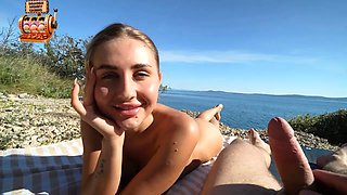 Some stranger on a nudist beach, and I lost control. A huge load of cum all over my face. POV