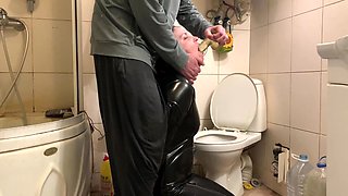 Cought Handcuffed and Punished on a Toilet Bowl