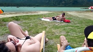 Voyeur se masturba en la playa mientras me toco