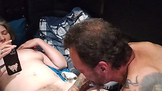 Satin Lady Gets Oral and More From Jrock as She Reads Her Erotic Book on Her Phone