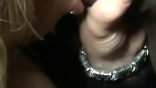 Dirty blonde whore scours streets for black cock
