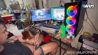 Filipina Stepsis Suck & Swallows Cum While Im Gaming!