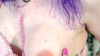 CANADA TGIRL Purple Hair Trans Handjob
