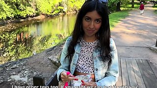 My friend controls my orgasms in public with a toy from