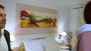 Young Redhead Girl Sucks Stepfather's Friend's Cock in Hotel Room