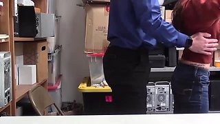 blue-eyed hottie gets busted by a security officer