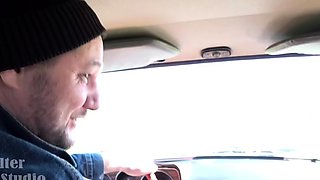Hot blonde slut uses anal beads before fucking a big cock