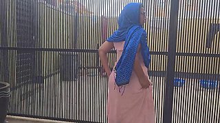 THE  ARABIAN GIRL TRYING TO SQUIRT OUTISIDE NEAR THE ROAD