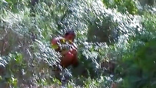 Horny skinny teen Vladana in an outdoor threesome with big cocks
