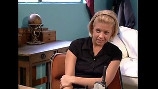Dominated Blonde Schoolgirl with Small Tits Gets Facial from Big Cock