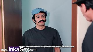 Don Mamon fucks Doña Rosinda hard while Kikin watches and throws tantrum - Latina teen gets double penetration and deep throat in 4k parody