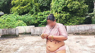 Chubby Girl in White Skirts and Pink to Getting Completely Naked and Walking Nude Outdoor