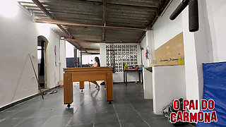 playing billiards leaving Bad Melli naked