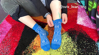 Bean Strips Her Socks