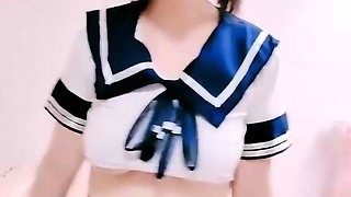Sweet beauty masturbating on webcam close up
