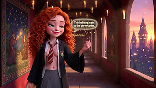 POV One Full Week with Stunning Slim Curly Fiery Ginger Girl at Magical University in Vibrant 3D Cartoon Style