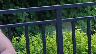 Shh... My Daddy Might Come Back! Slutty Daughter Fucks His Friend in the Backyard!