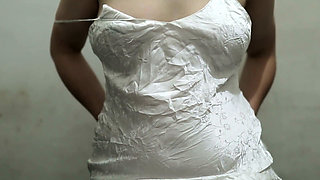 Indonesian girl masturbates until satisfied wearing sexy satin lingerie