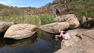 Corset Maid Spanked Hard in Canyon Punishment