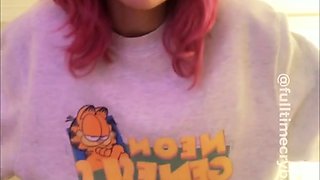 Curly Blonde Teen Records Solo Dildo Masturbation