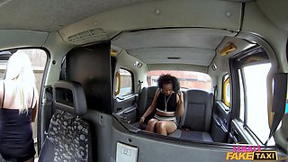Interracial lesbian utter movie with blond cougar with Huge Boobs - female faux taxi