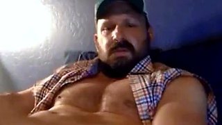 Bearded Muscle Daddy Jerks Off in Truck
