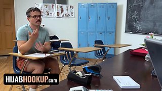 Hijabi Teacher Takes Hardcore Pounding in Classroom POV