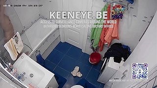 Home Surveillance Camera Footage: Private Bathroom Scene
