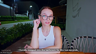 Looks Like We Got Caught - Fucked Her to Squirt on the First Date in a Public Toilet