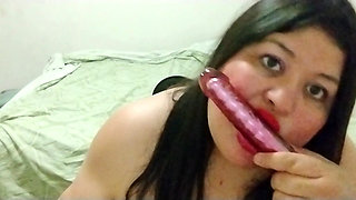 Bridivine Obsessed with Sucking on Her Big Dildo
