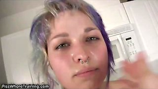 Horny pissing emo girls gets humiliated in front of the