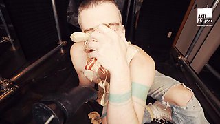 Axel Abysse Bends Low With Enormous Dildo In Hand To Pound And Wreck His Tight Asshole