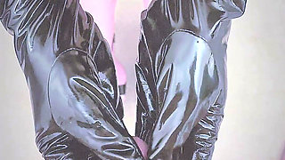 Femdom Handjob and Sub Cleanup off Heels