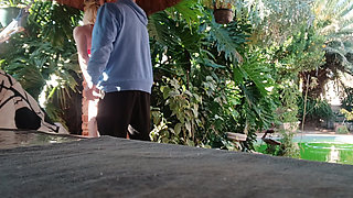 Having Fun in the Garden Blond Suking Cock