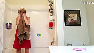 HD Blond GF Bathroom Shower Spy Sexy Small Tits Milf 3-26