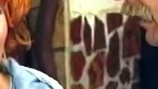 Mature Redhead's Hairy Pussy Devoured and Drilled in Bar Bang