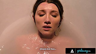 Leana Lovings Submits to Femdom Brutality as Brunette Vixens Masturbate in Steamy Bathtubs,