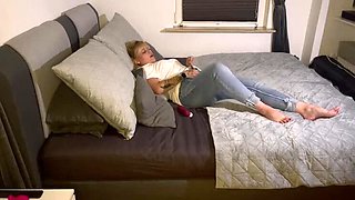 Blonde Solo Masturbation Moaning & Clit Rubbing to Intense Multiple Orgasms in Jeans