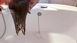 Hair Wash Bent Over the Bath Tub 3