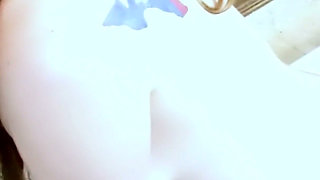 Gold Plug and Glass Toy in the Bathtub - Masked Blondes Open Each Other Wide