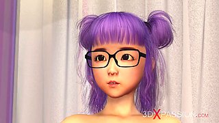 Japanese Super Sexy egghead girl in glasses gets screwed in the candy room