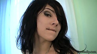 Sexy emo teen goes solo masturbating