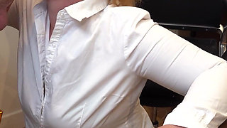 Big Booty Secretary MILF Jeny White Gets Double Penetrated in Threesome with Two Guys