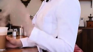 Brunette cafe blowjob vaginal and beach bikini facesitting